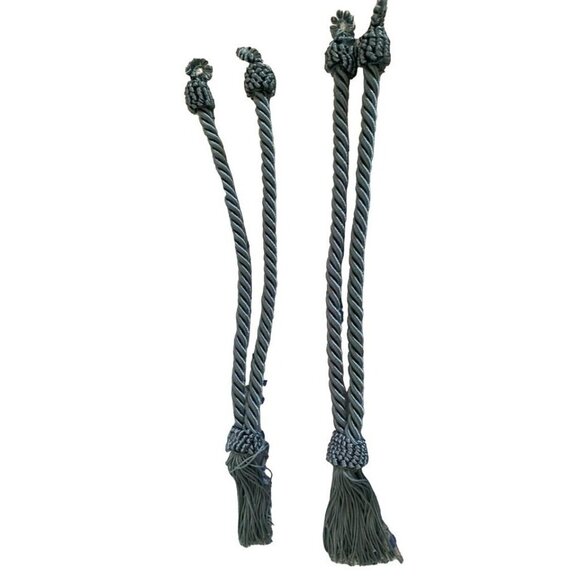 Cord & Tassel Blue Curtain Cord and Tassel Tiebacks Set of 2 - Picture 1 of 10